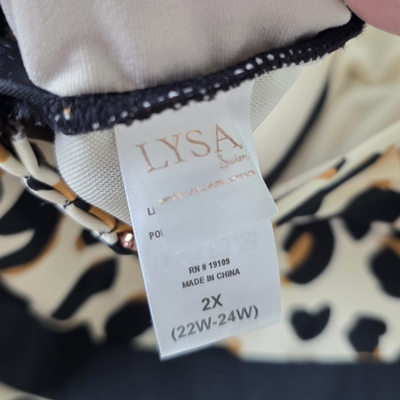 LYSA Cheetah Animal Print Belted Beth One Piece Swimsuit 2X 22W/24W - Picture 11 of 14
